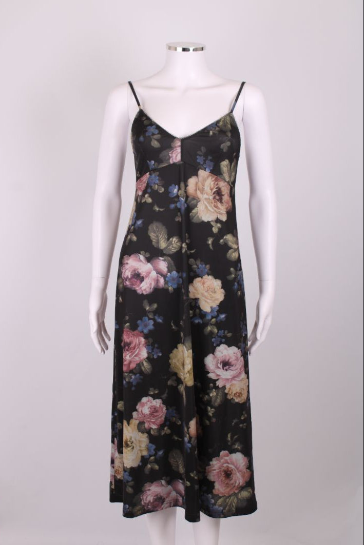 Zimmermann L/S Ruffle Floral Dress Black/ Pastel S