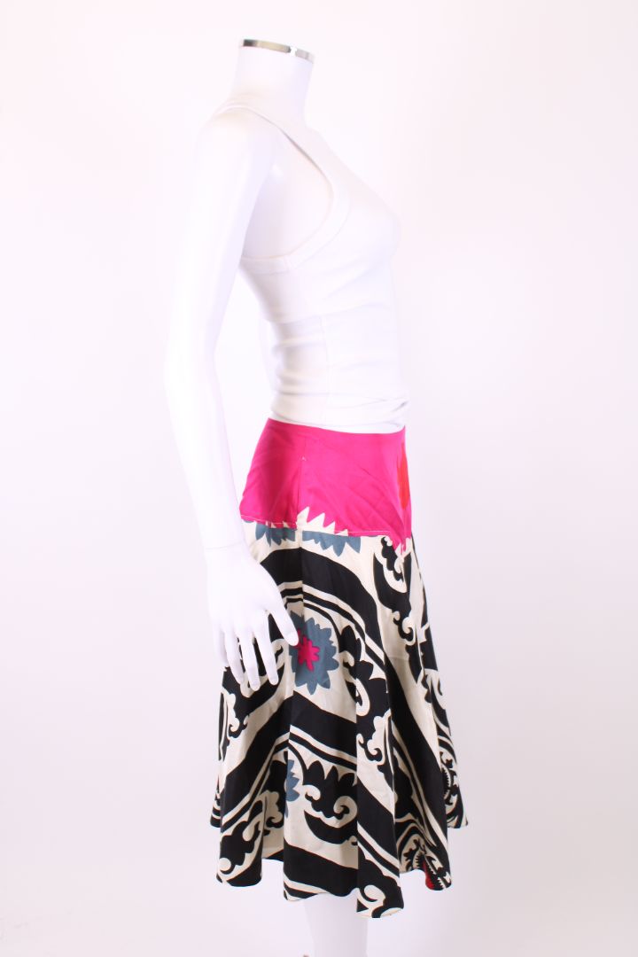 Dries Van Noten Print Skirt Black/ Pink 10