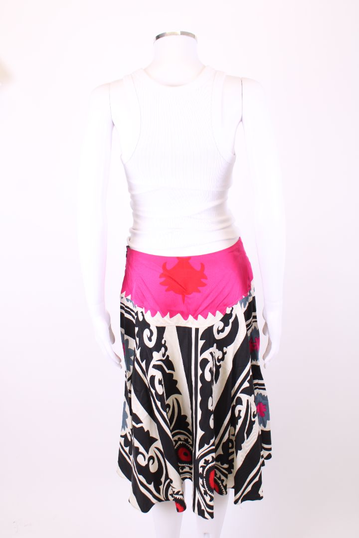 Dries Van Noten Print Skirt Black/ Pink 10