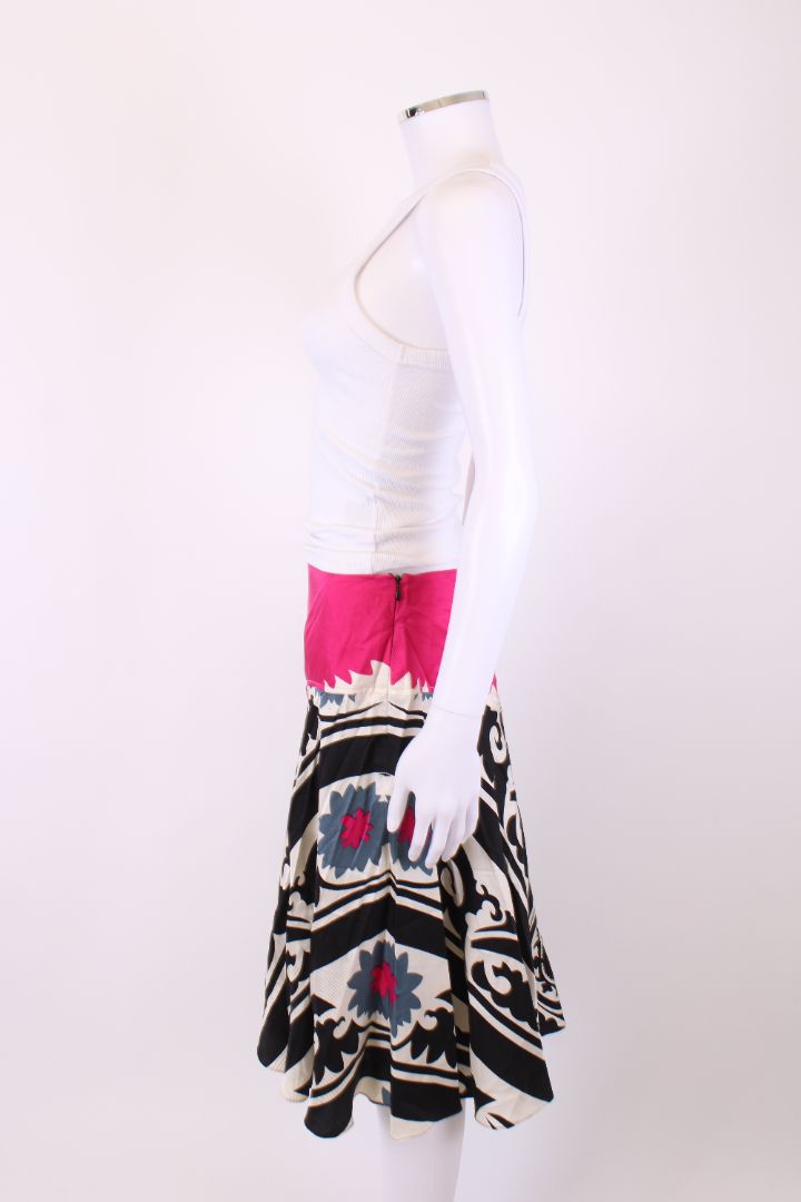 Dries Van Noten Print Skirt Black/ Pink 10
