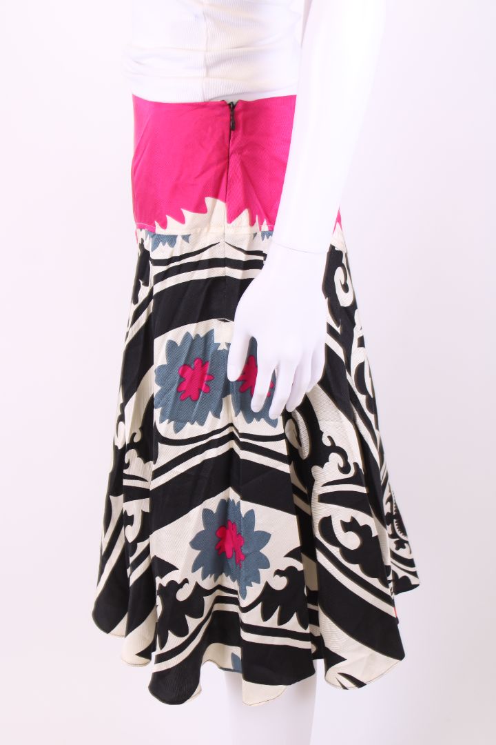 Dries Van Noten Print Skirt Black/ Pink 10