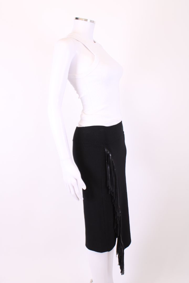 Pinko Knitted Fringe Skirt Black M
