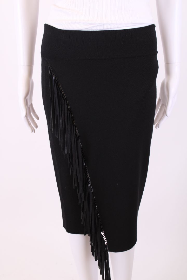 Pinko Knitted Fringe Skirt Black M
