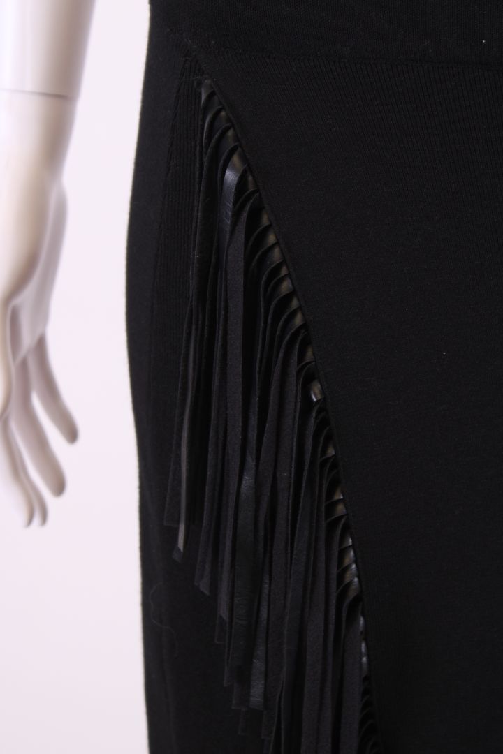 Pinko Knitted Fringe Skirt Black M
