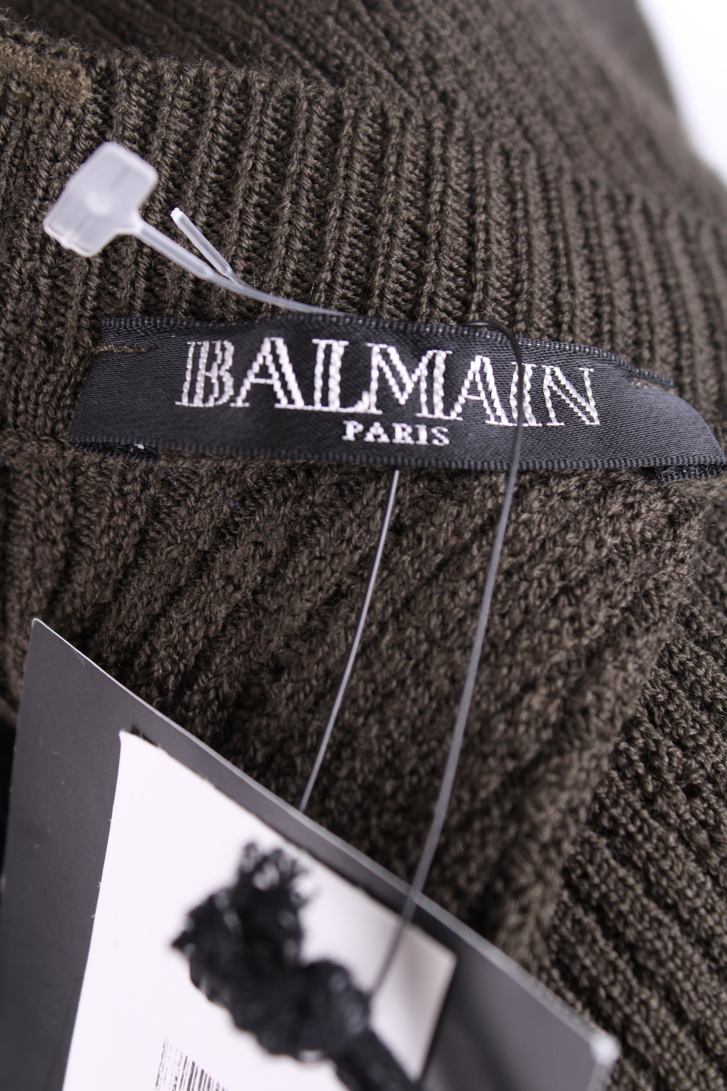 Balmain Rib Knit Button Dress Khaki 6