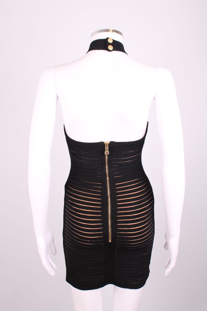 Balmin Halter Neck Bodycon Dress Black 6
