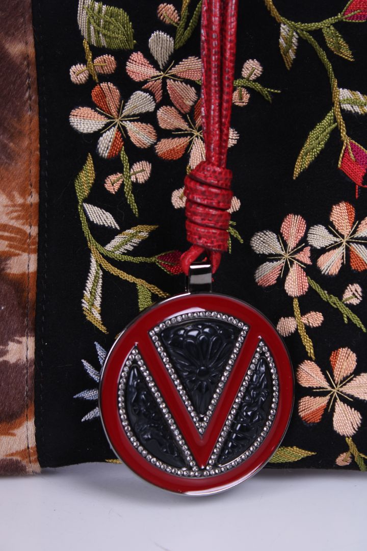 Valentino Garavani Leopard Calfskin Embroidered Shoulder bag multicolour