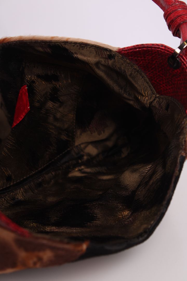 Valentino Garavani Leopard Calfskin Embroidered Shoulder bag multicolour