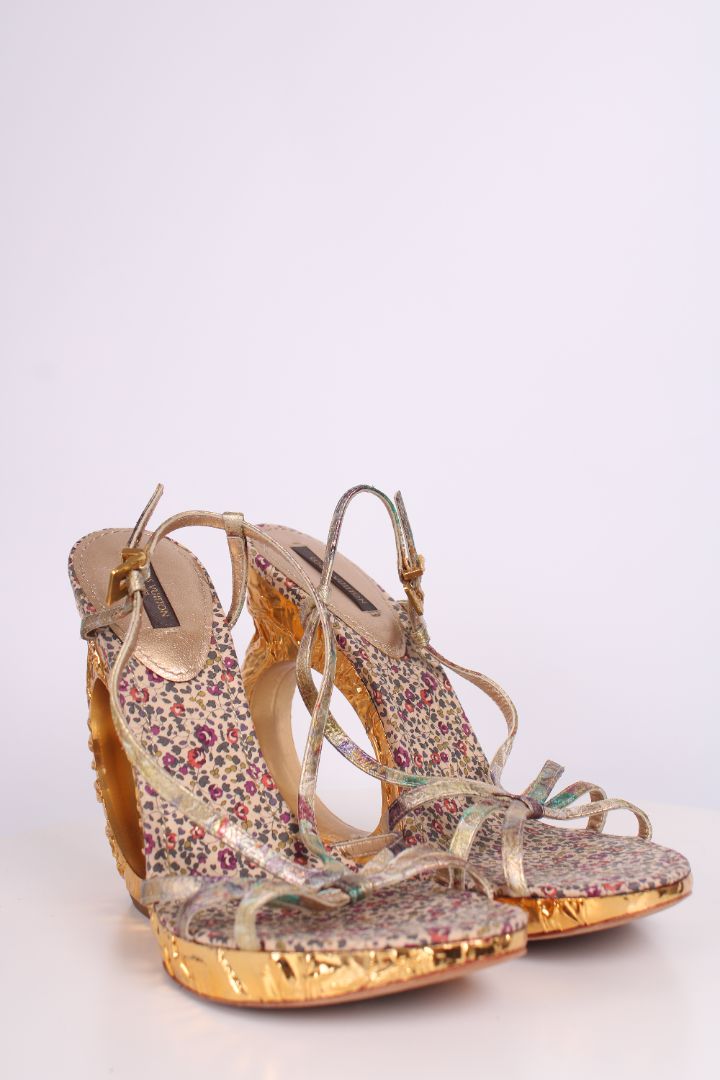 Louis Vuitton Feerique Morganne wedge sandals Gold/ multicoloured 39