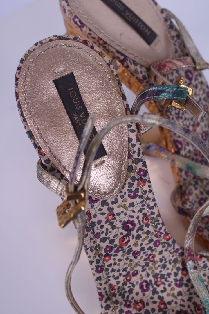 Louis Vuitton Feerique Morganne wedge sandals Gold/ multicoloured 39