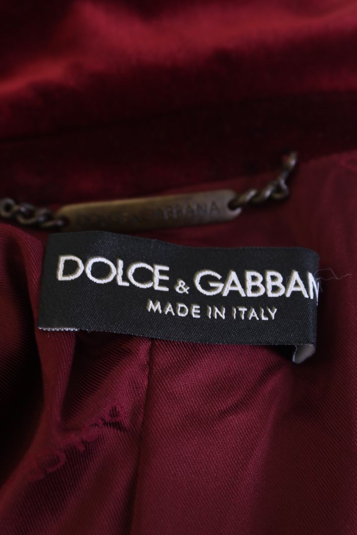 Dolce & Gabbana Velvet Jacket Burgundy S