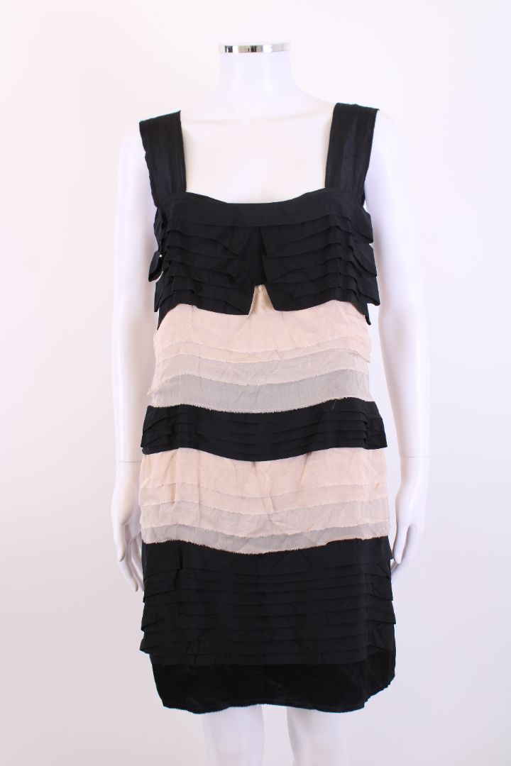 Philosophy Di Alberta Ferretti S/S Ruffle Dress Black/ Cream 10