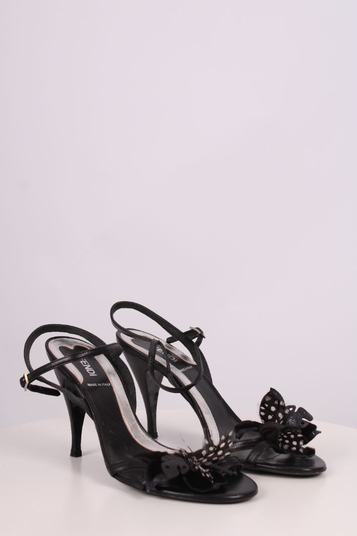 Fendi Feather Flower heel sandals Black 39