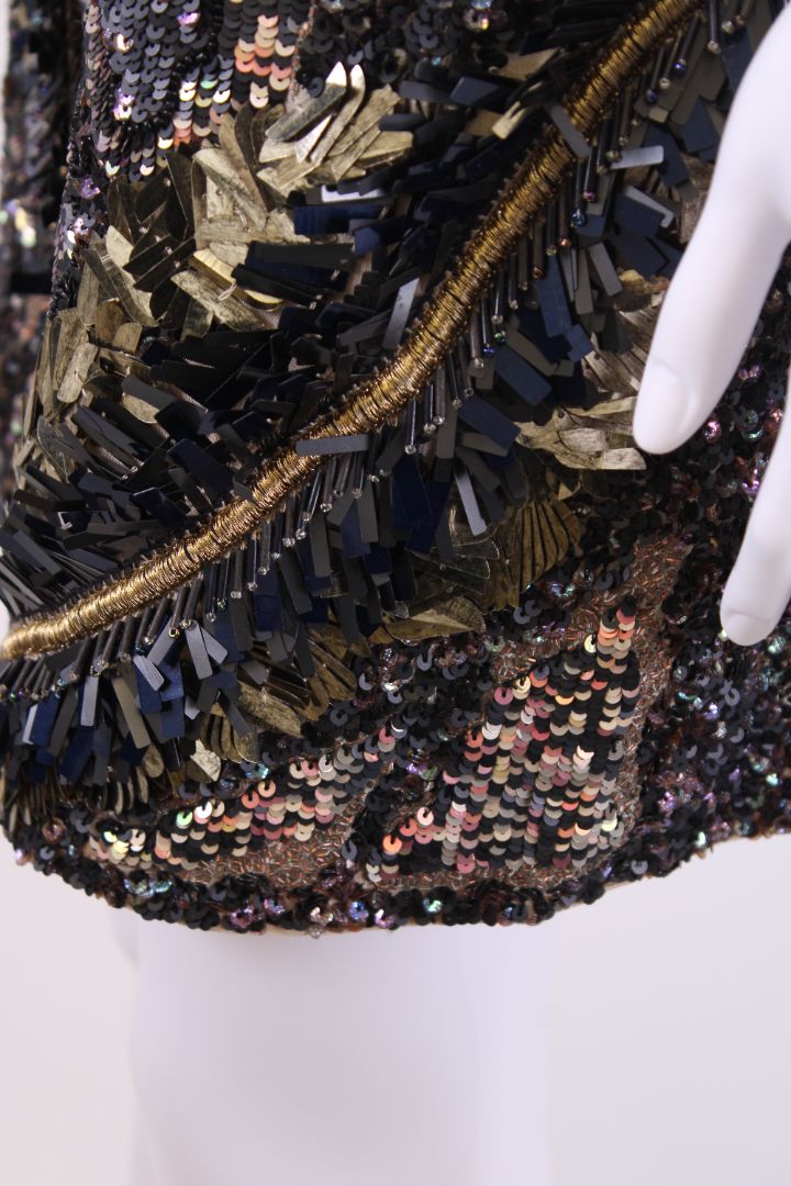 All Saints S/S Sequin Slip Dress Beige/ Black 14