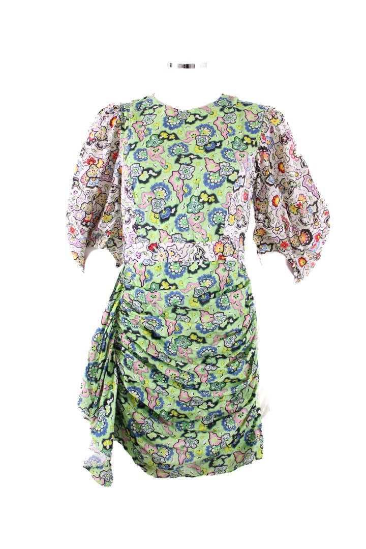 rhode green dress S/S Floral Ruched Green/ White S – Elite Preloved Farm Rio Beauty Bouquet best seller BOGO Size:40 Xlong Functional wrap silhouette with