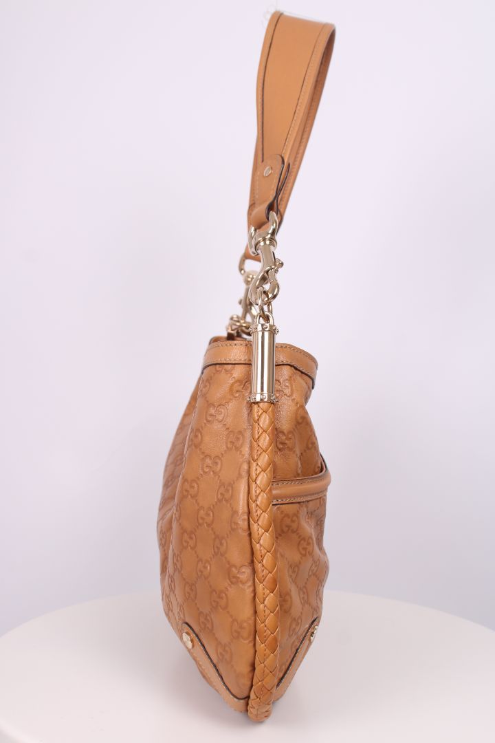 Gucci Guccissima GG Embossed Shoulder Tan