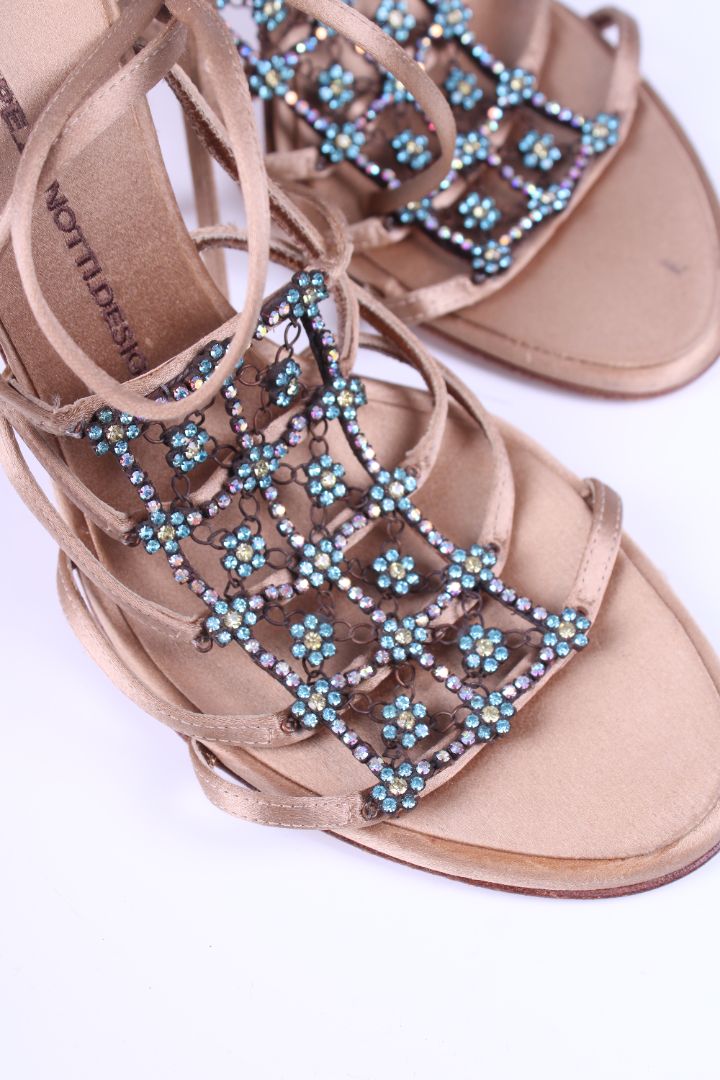 Giuseppe Zanotti Crystal flower strap heel sandals Gold/blue 39