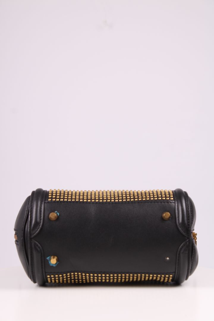 Alexander McQueen Heroine leather studded handbag Black/gold