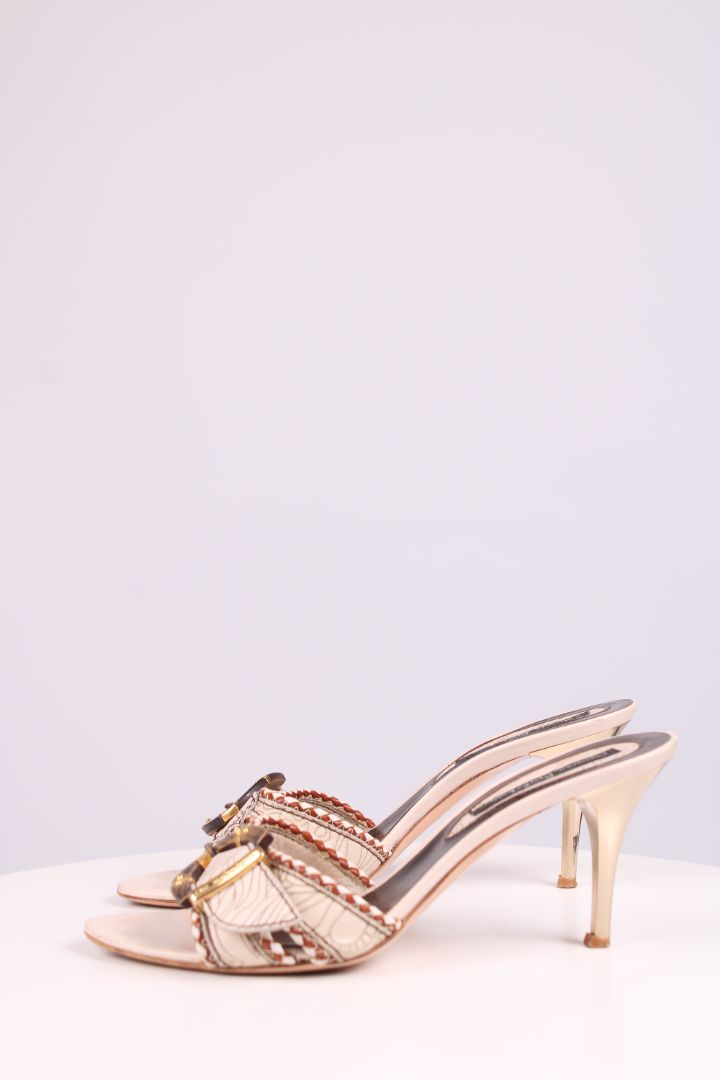 Mario Bologna Buckle Kitten Heels Cream 36
