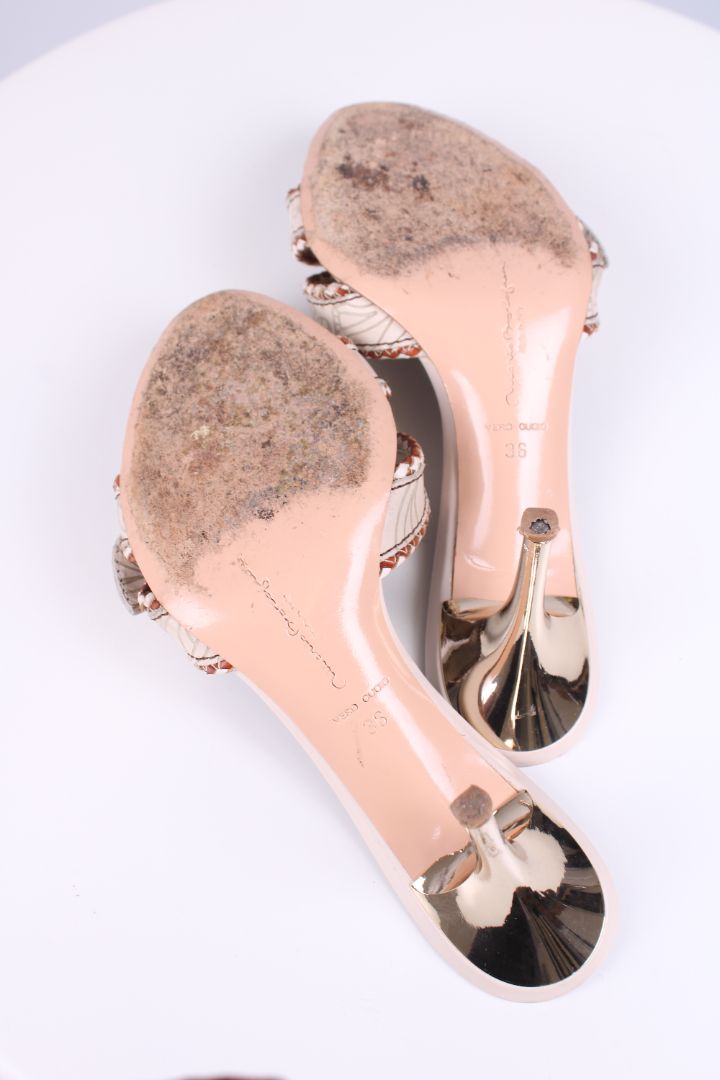 Mario Bologna Buckle Kitten Heels Cream 36
