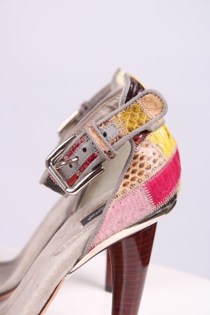 Dolce & Gabbana Patch work velvet sandal heels Grey/multicoloured 39.5