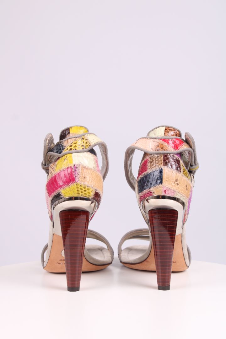 Dolce & Gabbana Patch work velvet sandal heels Grey/multicoloured 39.5