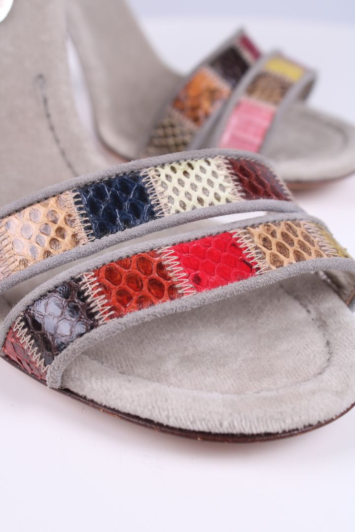 Dolce & Gabbana Patch work velvet sandal heels Grey/multicoloured 39.5