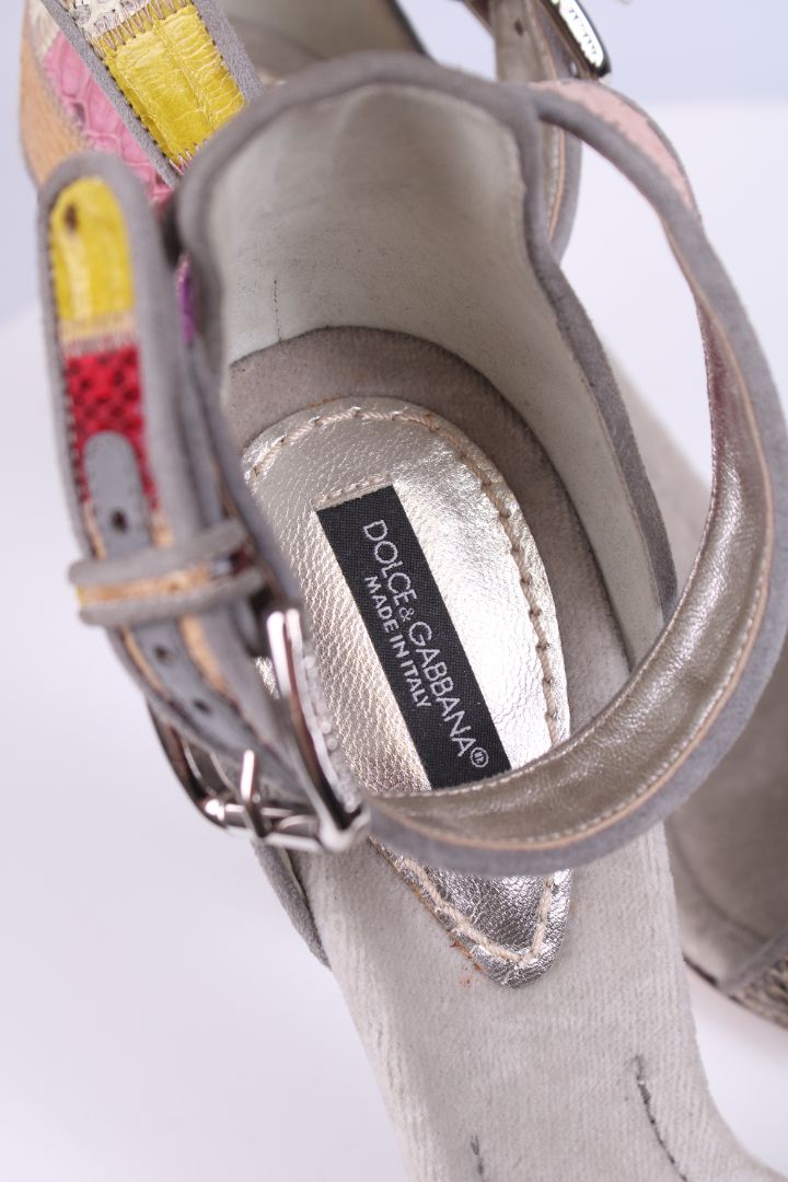 Dolce & Gabbana Patch work velvet sandal heels Grey/multicoloured 39.5