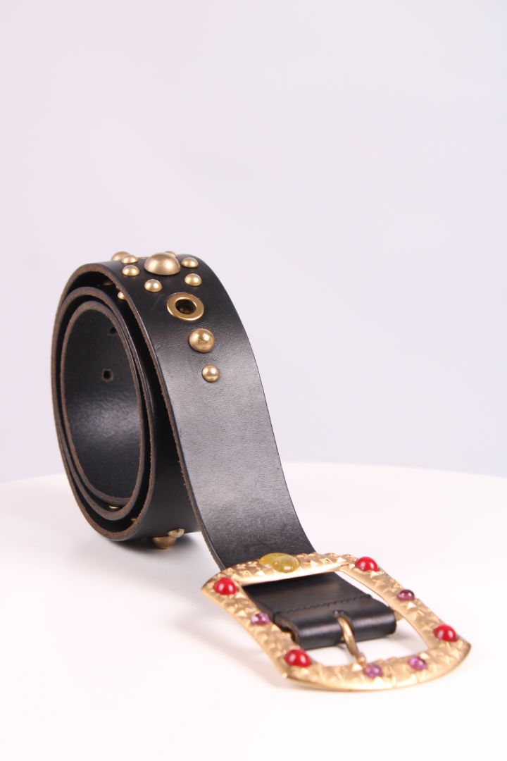 Dolce & Gabbana Gold buckle jewelled belt black/gold/red/pruple 36inch