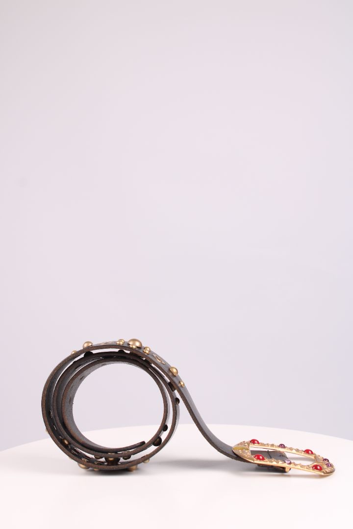 Dolce & Gabbana Gold buckle jewelled belt black/gold/red/pruple 36inch
