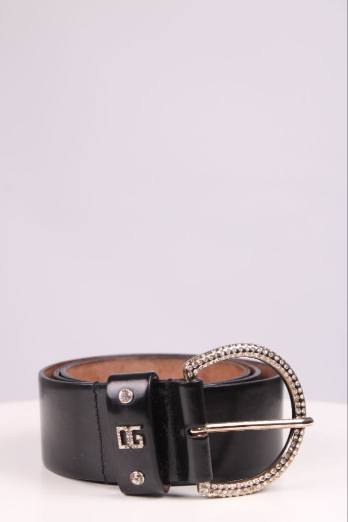 Dolce & Gabbana D&G Embossed belt black and silver 95