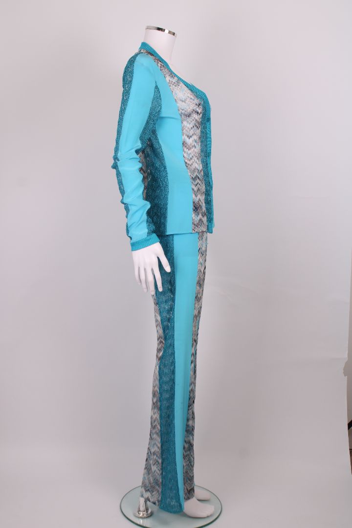 Missoni Zig Zag Cardigan/ Trouser Co-ord Blue/ White M