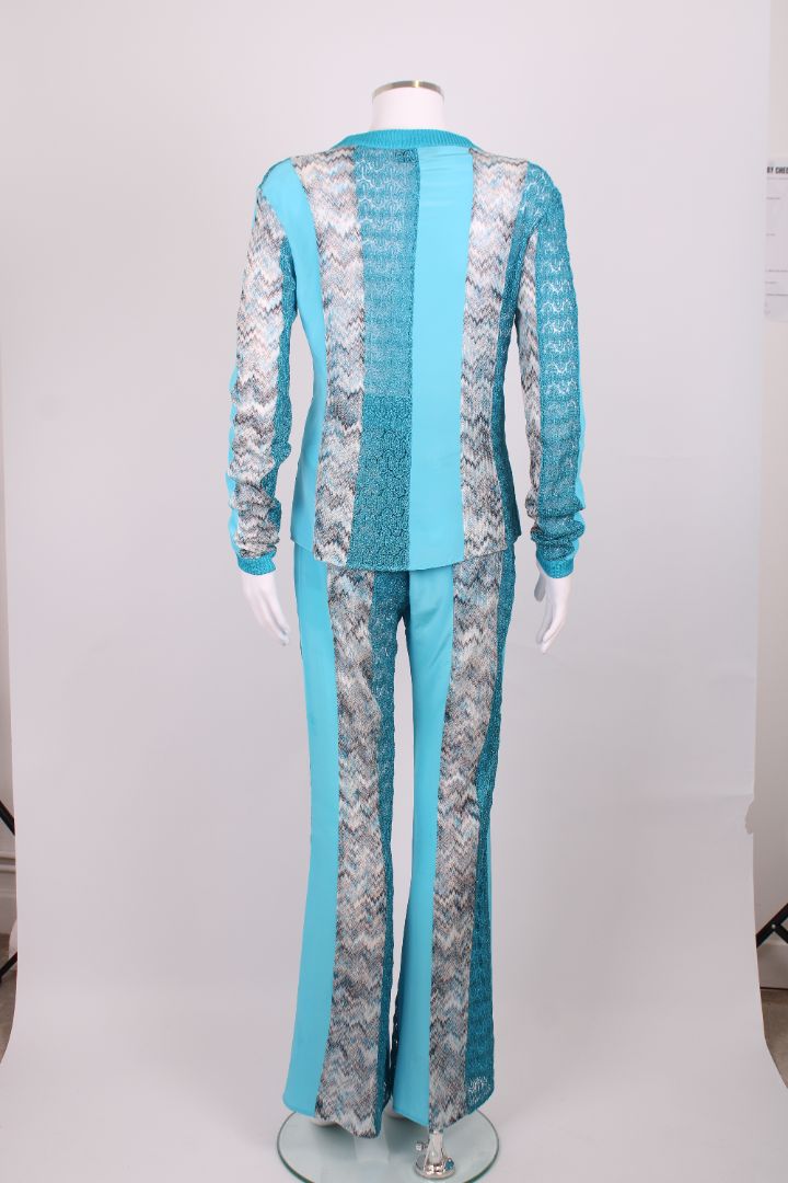 Missoni Zig Zag Cardigan/ Trouser Co-ord Blue/ White M