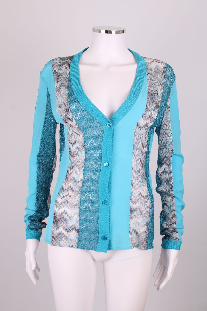 Missoni Zig Zag Cardigan/ Trouser Co-ord Blue/ White M