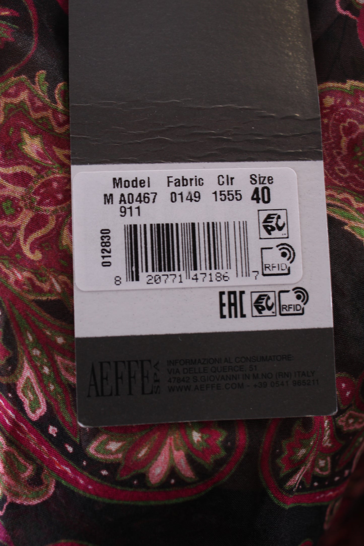 Alberta Ferretti L/S Floral & Paisley Ruffle Dress Pink/ Black M