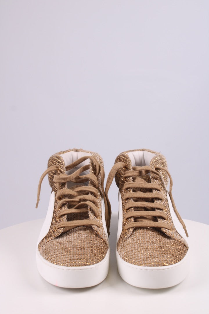 Chanel Boucle High Top Trainers Gold/ White 40