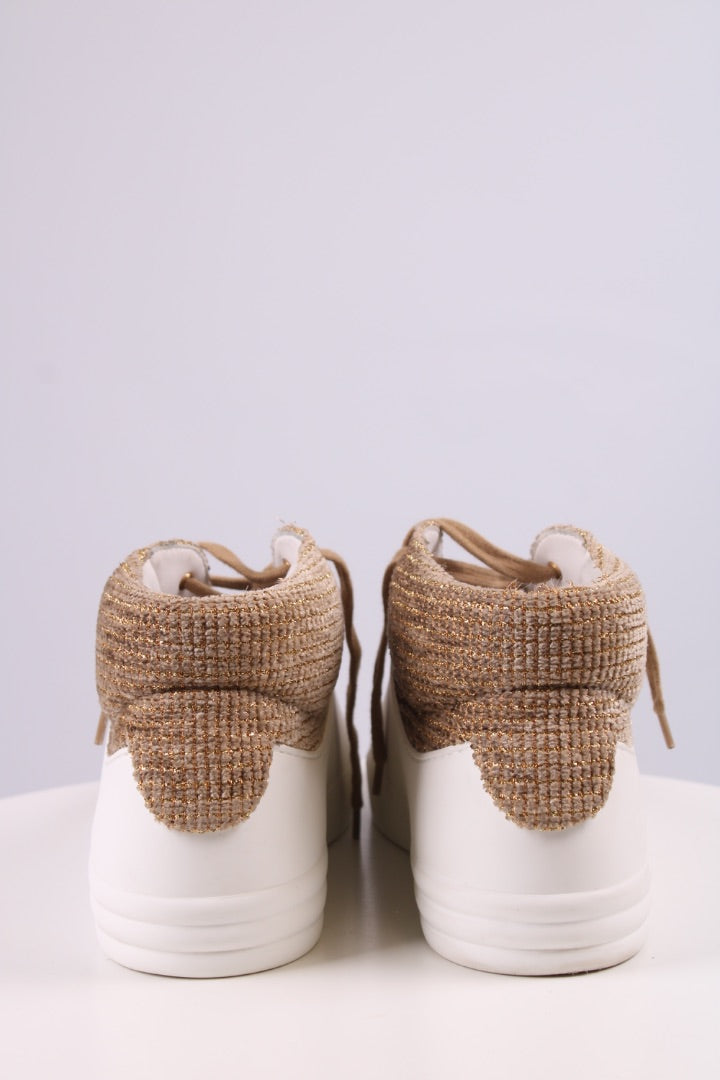 Chanel Boucle High Top Trainers Gold/ White 40