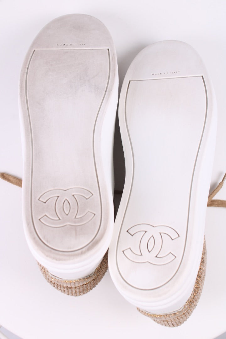 Chanel Boucle High Top Trainers Gold/ White 40