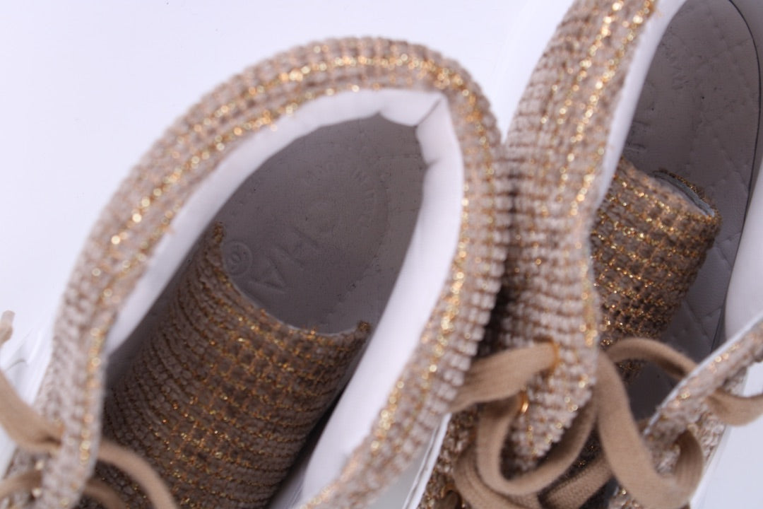 Chanel Boucle High Top Trainers Gold/ White 40