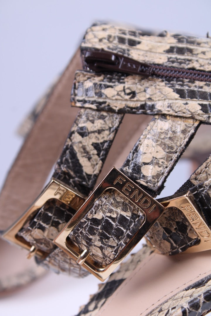 Fendi Python ankle high heels Snakeskin 39