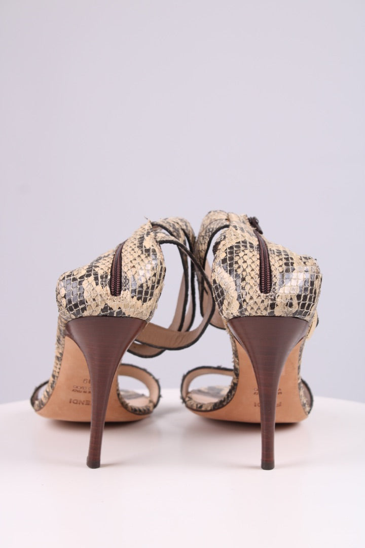 Fendi Python ankle high heels Snakeskin 39