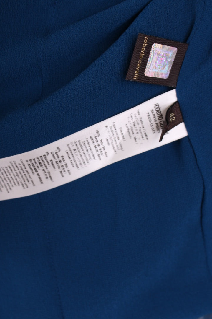 Robert Cavalli Leather Jacket Blue 10