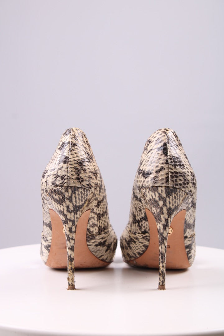 Tory Burch Python cross strap peep toe sandal Snakeskin 6.5 UK