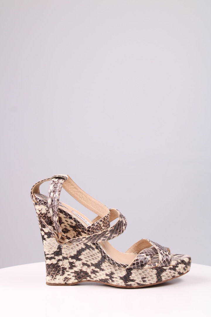 Jimmy Choo Python cross strap Wedges Grey/cream 39