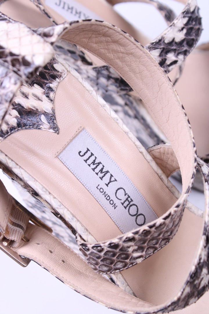 Jimmy Choo Python cross strap Wedges Grey/cream 39