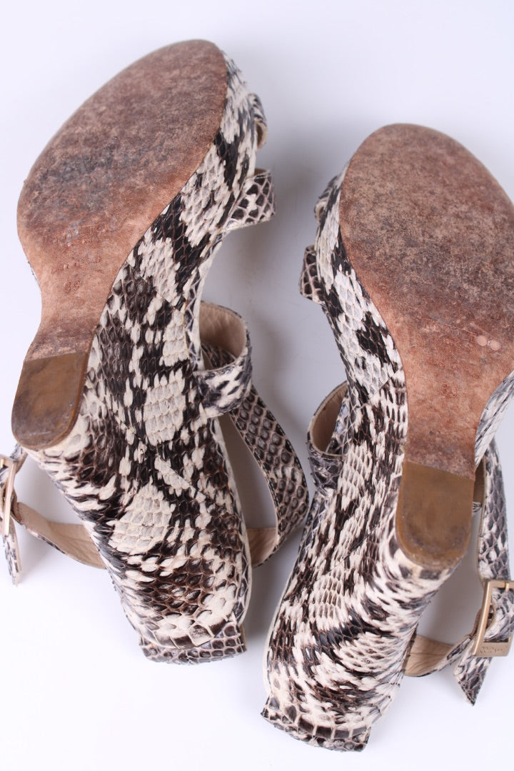 Jimmy Choo Python cross strap Wedges Grey/cream 39