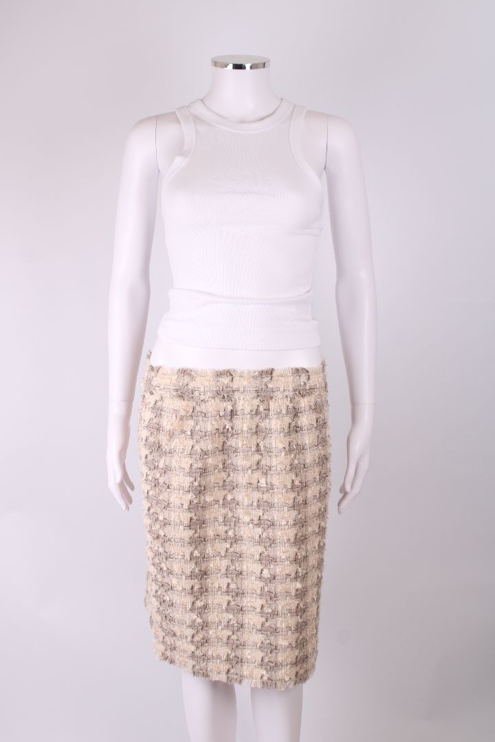 Dolce & Gabbana Boucle Skirt Cream/ Grey M