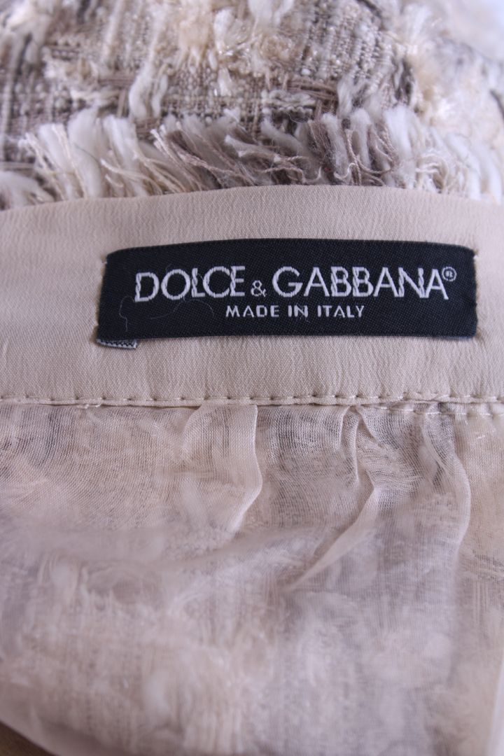 Dolce & Gabbana Boucle Skirt Cream/ Grey M