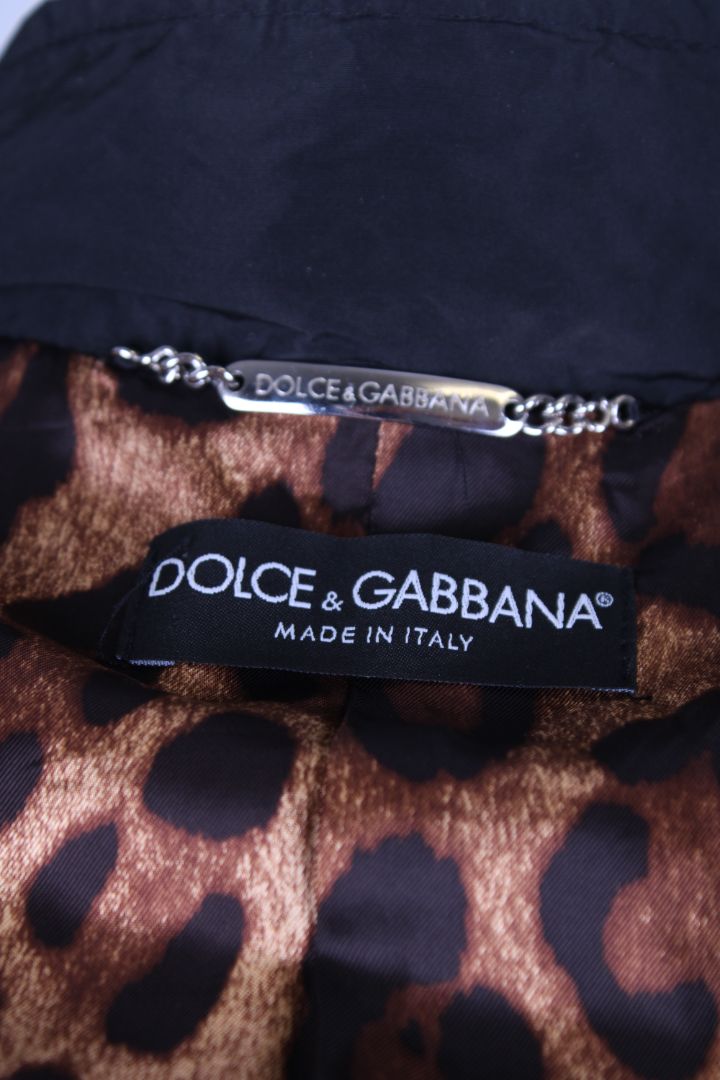 Dolce & Gabbana Leopard Print Lined Bomber Jacket Black S