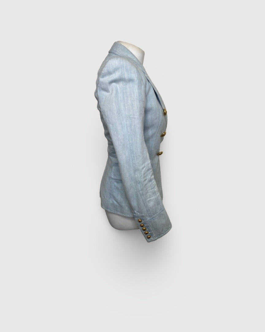 Light Blue Denim Balmain Blazer, 38
